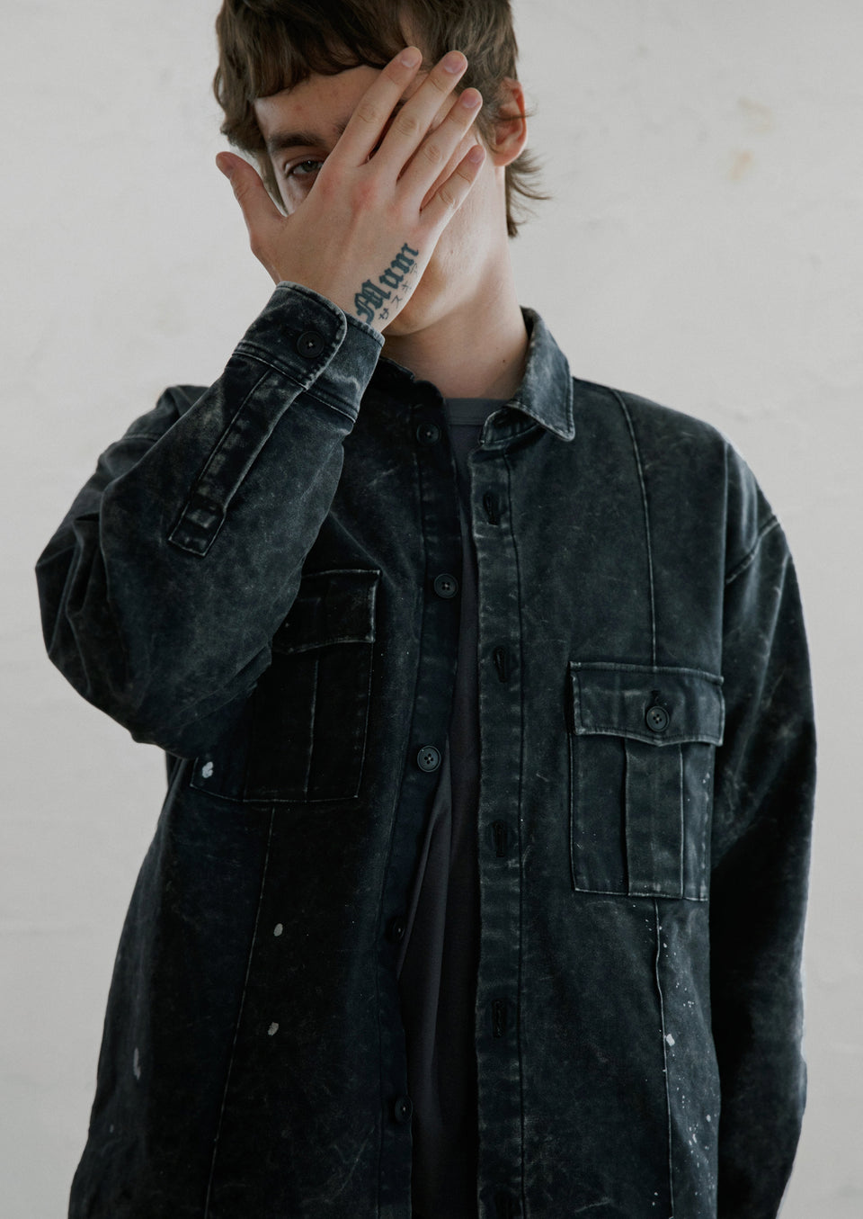 将图片加载到图库查看器,BACK SATIN SHIRT JACKET / BLACK