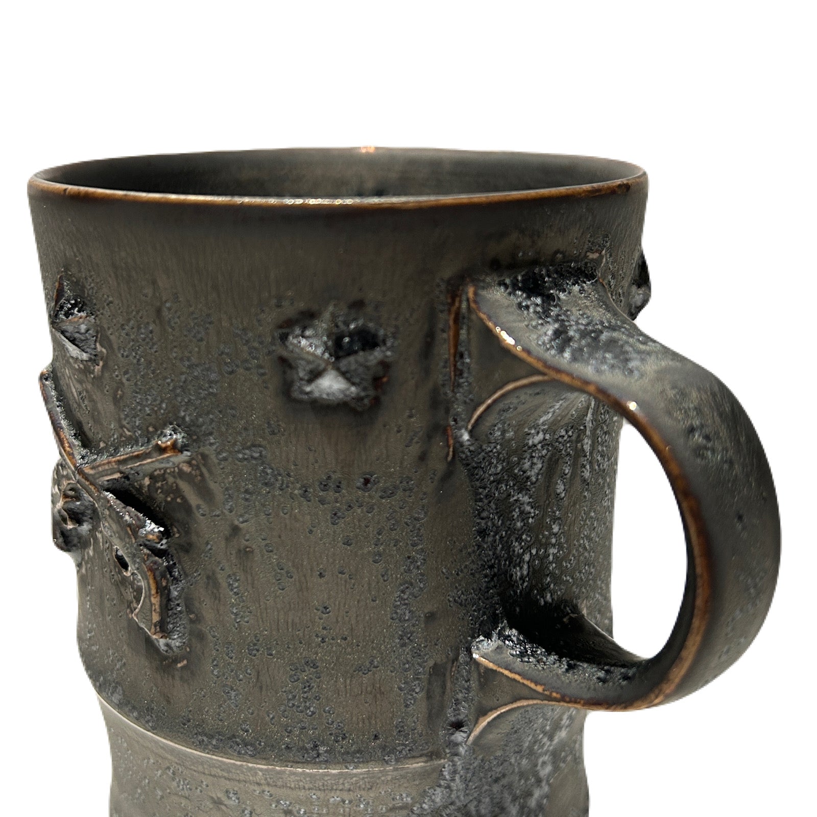 Load image into Gallery viewer, SHIRO HAMANAKA CROSSGUN MUG  6 STARS *EMBOSS  / ASH BLACK