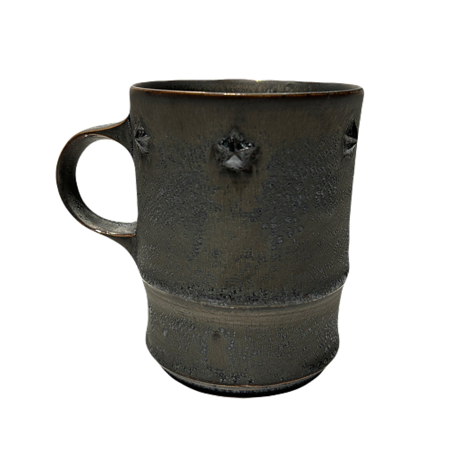 Load image into Gallery viewer, SHIRO HAMANAKA CROSSGUN MUG  6 STARS *EMBOSS  / ASH BLACK