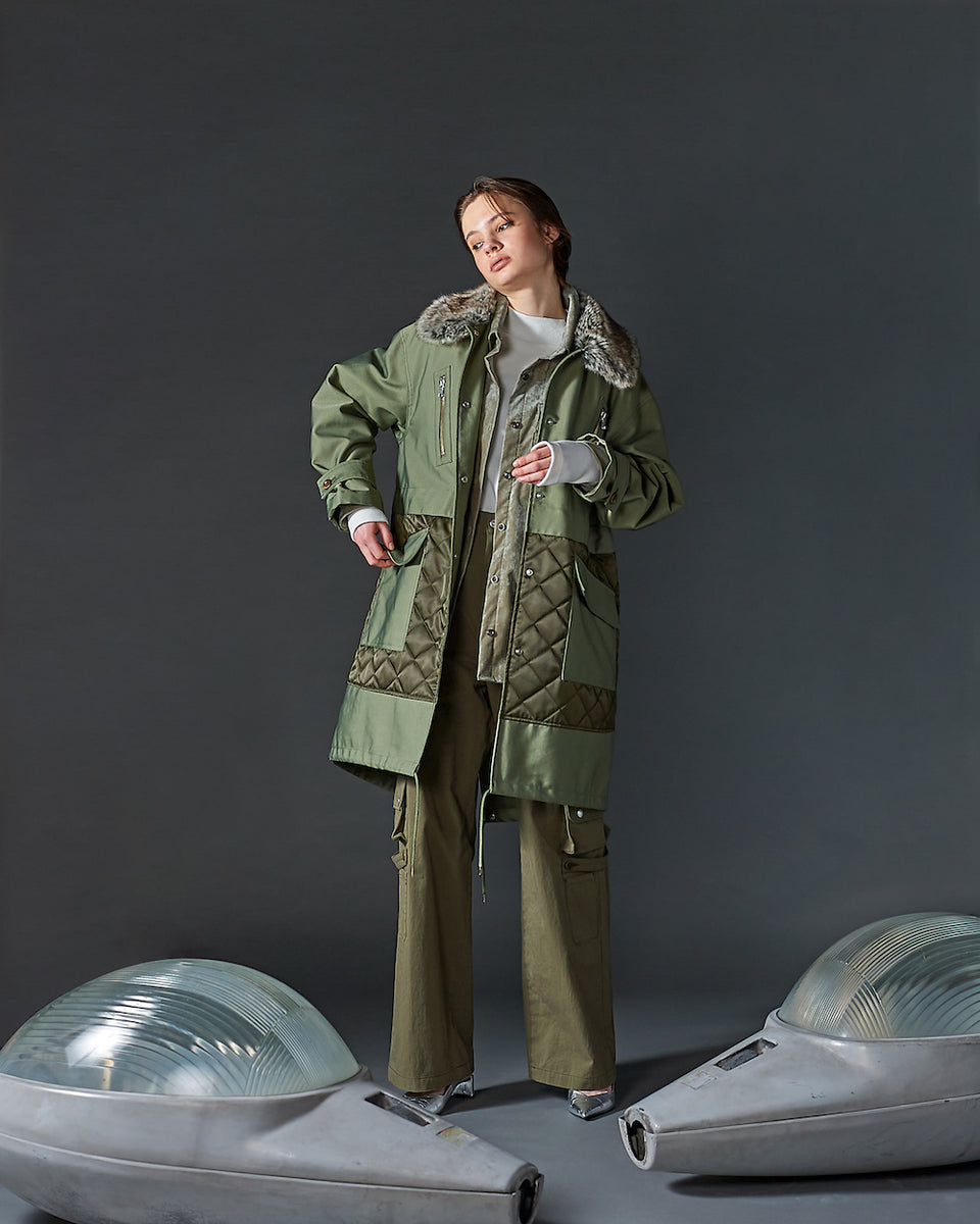 画像をギャラリービューアに読み込む, WOMEN FUR MODS COAT / KHAKI