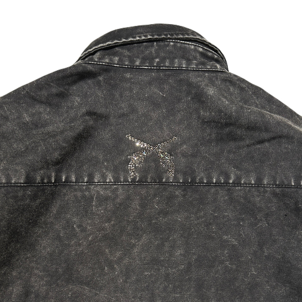 将图片加载到图库查看器,BACK SATIN SHIRT JACKET / BLACK