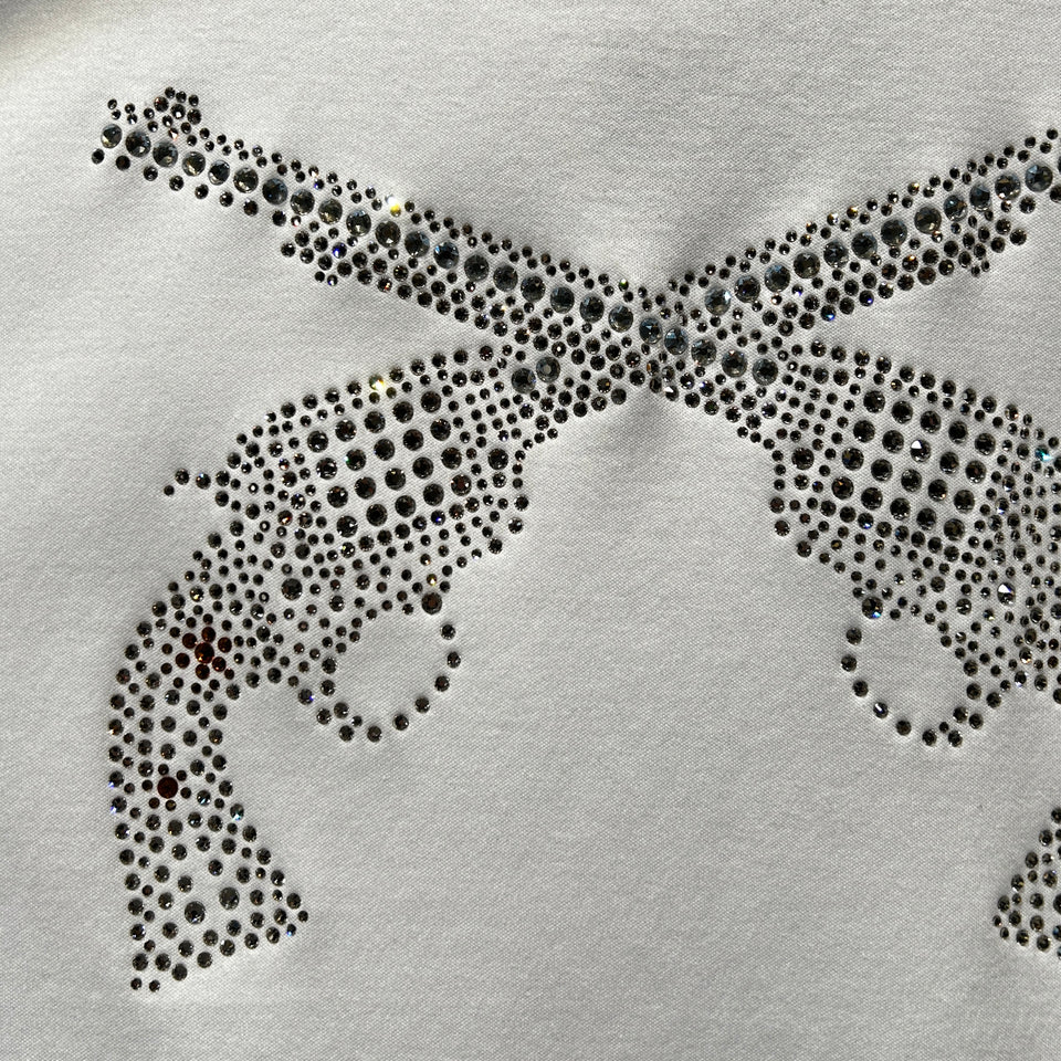 Load image into Gallery viewer, WOMENS CROSSGUN CRYSTAL T-SHIRT / WHITE