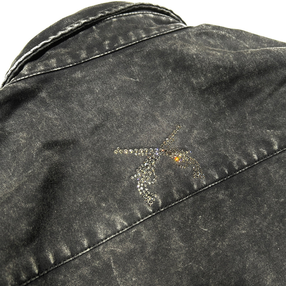 将图片加载到图库查看器,BACK SATIN SHIRT JACKET / BLACK