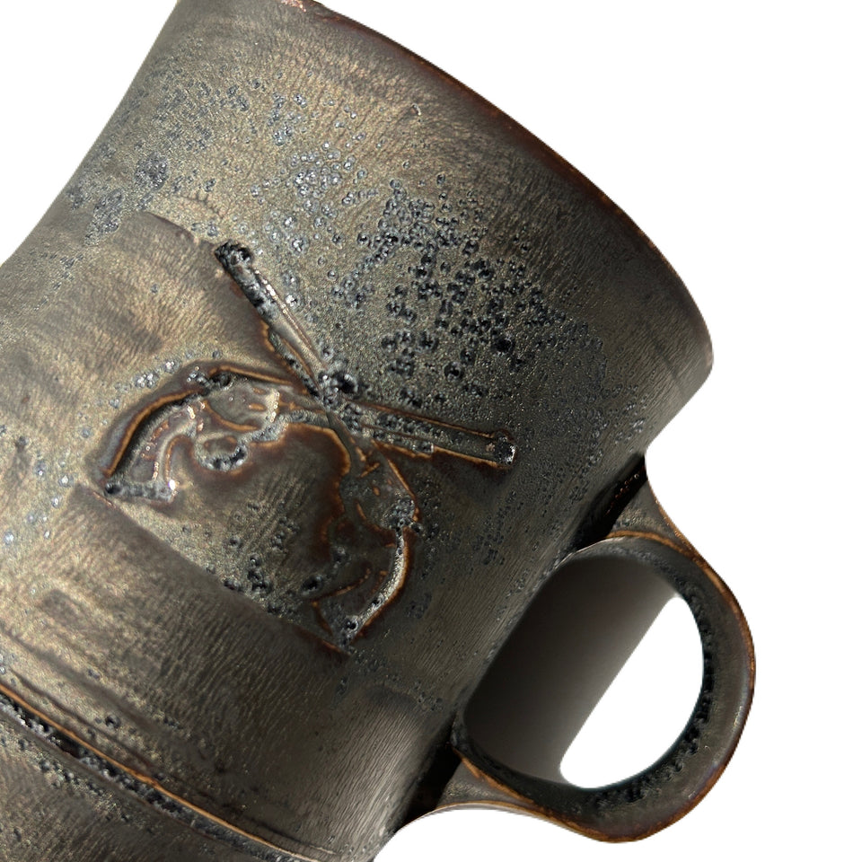 Load image into Gallery viewer, SHIRO HAMANAKA CROSSGUN MUG *DEBOSS / ASH BLACK