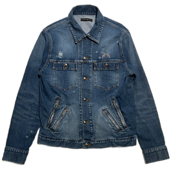 DENIM JACKET VINTAGE WASH METAL CROSSGUN / BLUE