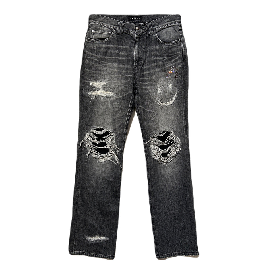 画像をギャラリービューアに読み込む, 12oz CRASH DENIM SMILE DAMAGE ANGEL CROSSGUN / BLACK