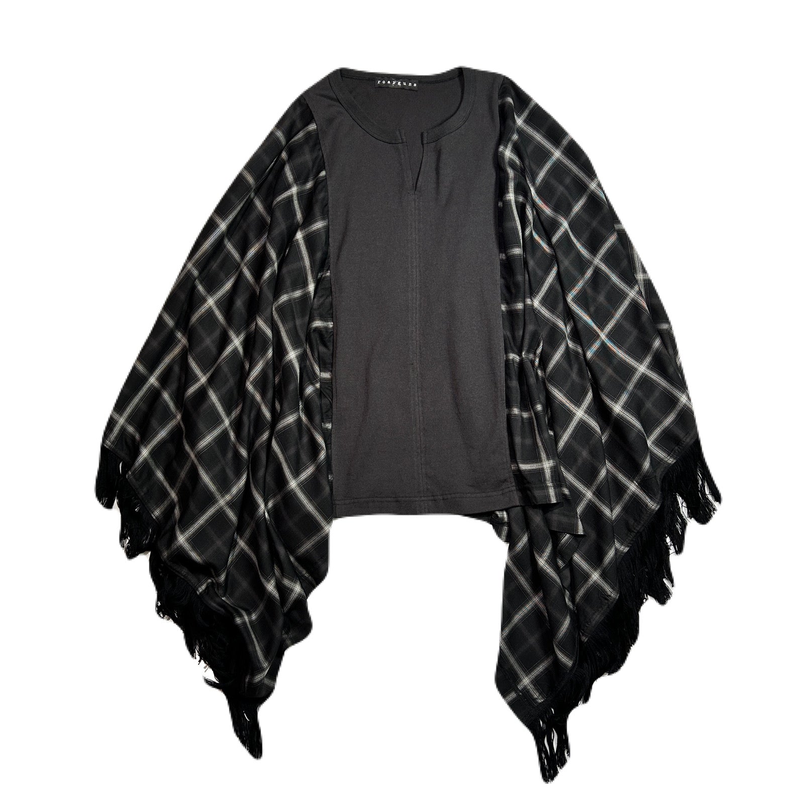 画像をギャラリービューアに読み込む, OMBRE CHECK PONCHO CRYSTAL / BLACK