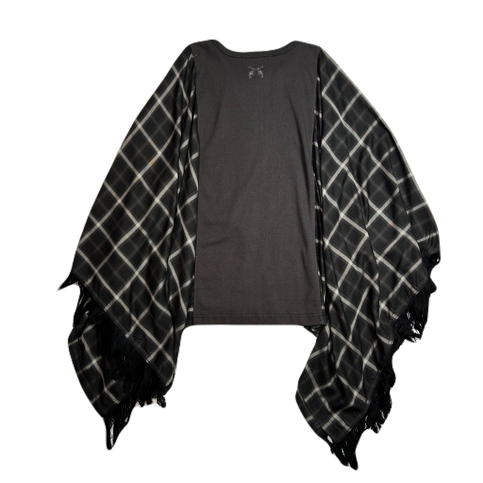 画像をギャラリービューアに読み込む, OMBRE CHECK PONCHO CRYSTAL / BLACK