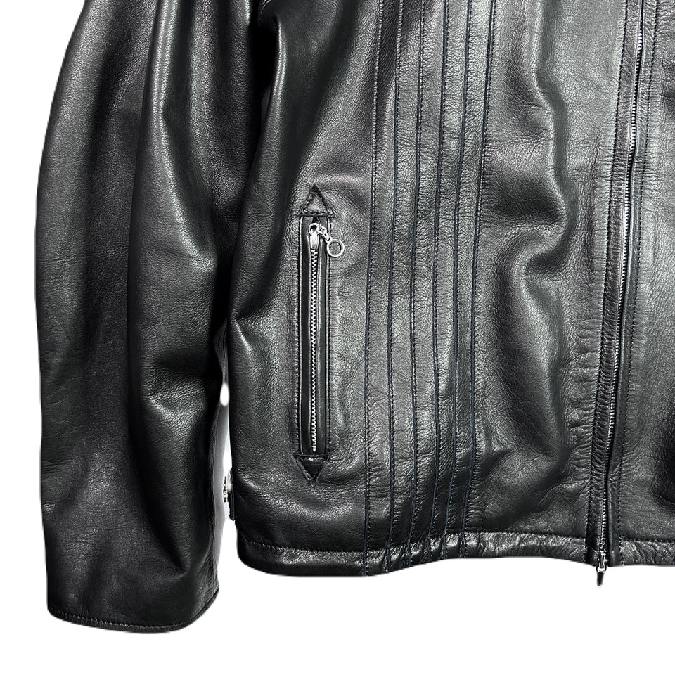 将图片加载到图库查看器,COW LEATHER JACKET / BLACK