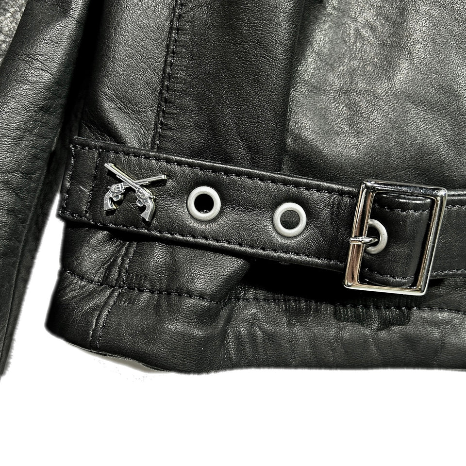 将图片加载到图库查看器,COW LEATHER JACKET / BLACK