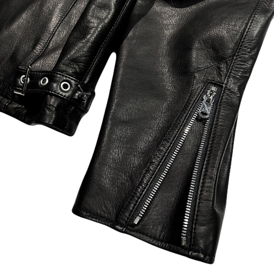 将图片加载到图库查看器,COW LEATHER JACKET / BLACK