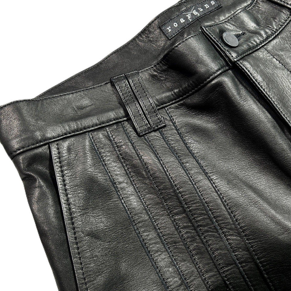 将图片加载到图库查看器,COW LEATHER SHORTS CROSSGUN WAPPEN / BLACK