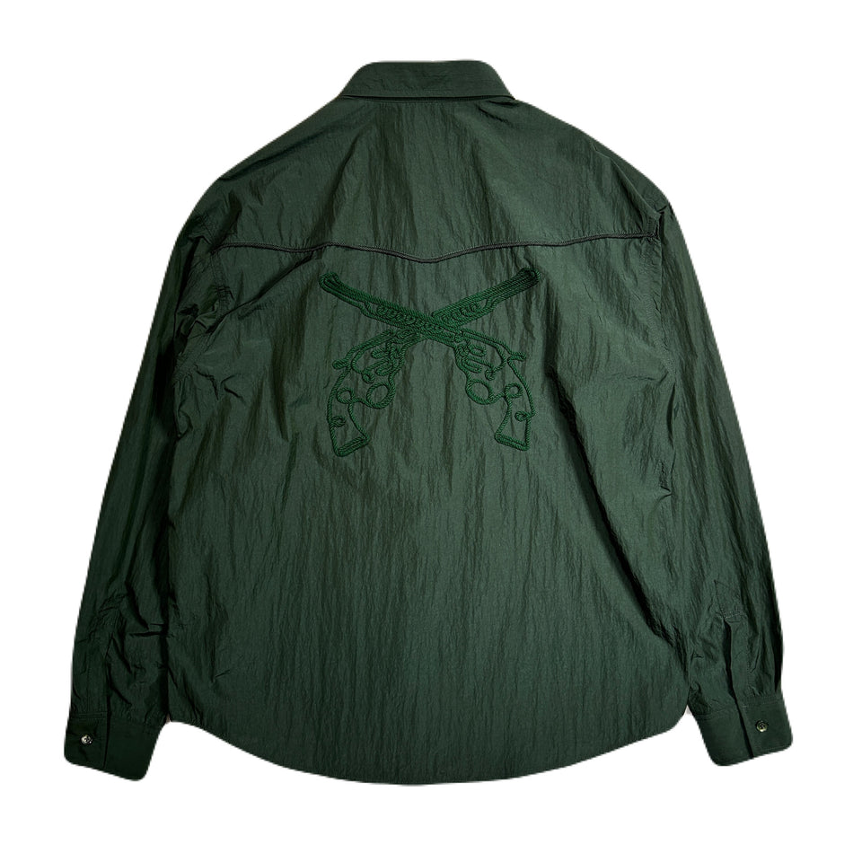 Load image into Gallery viewer, NYLON WESTERN SHIRT CROSSGUN  / GREEN