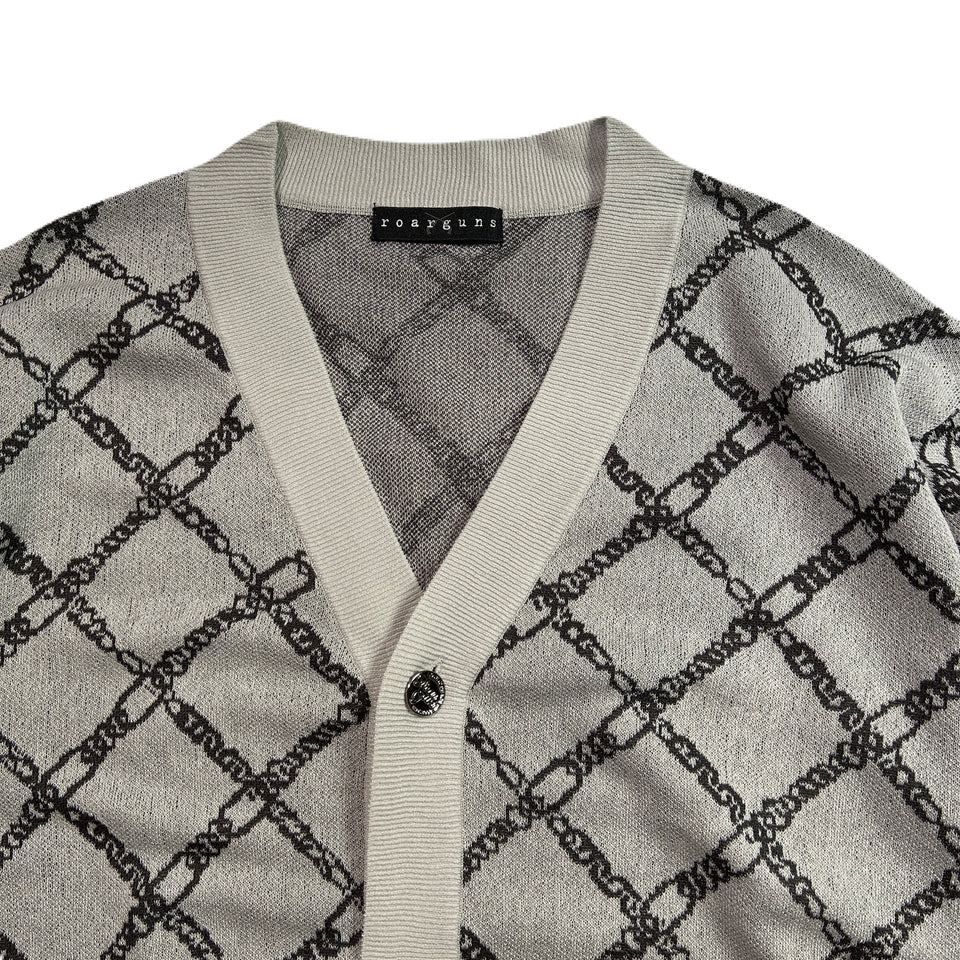 将图片加载到图库查看器,CHAIN JACQUARD CARDIGAN / GRAY