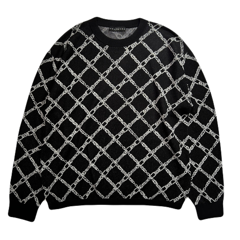 将图片加载到图库查看器,CHAIN JACQUARD KNIT / BLACK