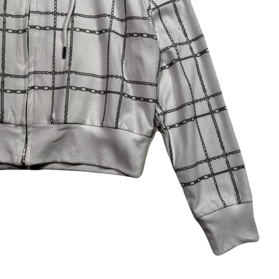 画像をギャラリービューアに読み込む, WOMENS CHAIN CHECK HOODIE / WHITE*SILVER