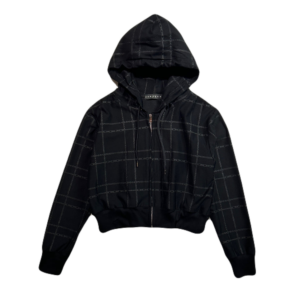画像をギャラリービューアに読み込む, WOMENS CHAIN CHECK HOODIE / BLACK*BLACK