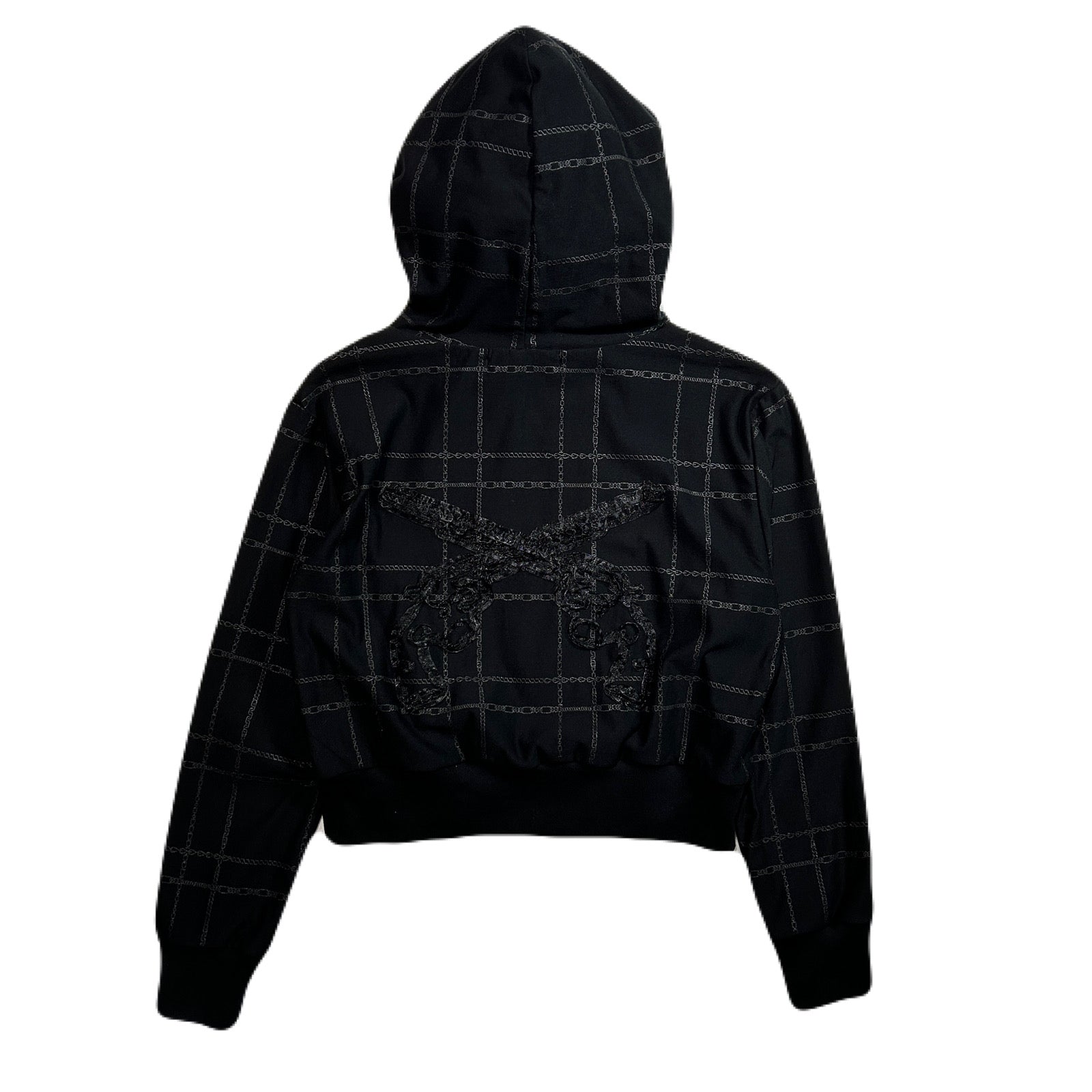 画像をギャラリービューアに読み込む, WOMENS CHAIN CHECK HOODIE / BLACK*BLACK