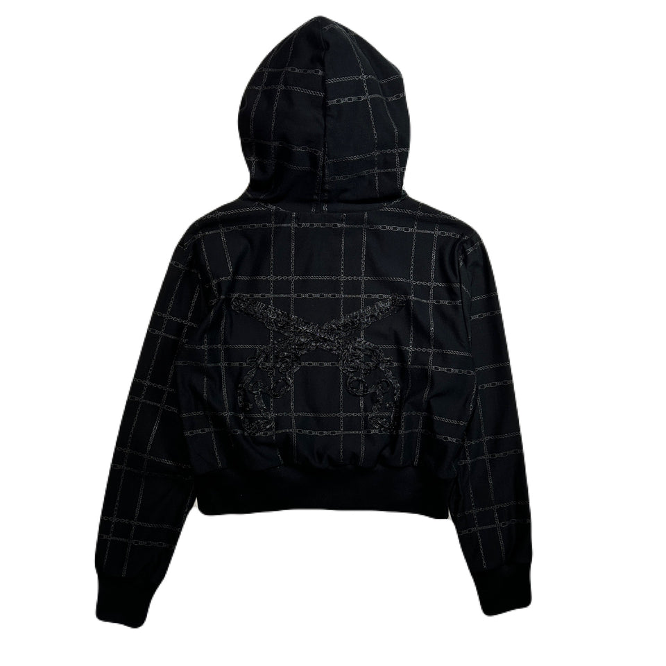 画像をギャラリービューアに読み込む, WOMENS CHAIN CHECK HOODIE / BLACK*BLACK