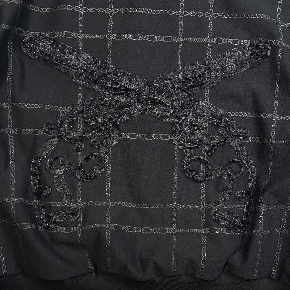 画像をギャラリービューアに読み込む, WOMENS CHAIN CHECK HOODIE / BLACK*BLACK