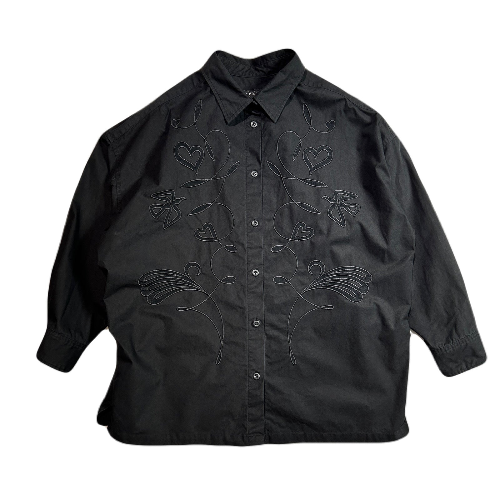 画像をギャラリービューアに読み込む, WOMENS EMBROIDERY SHIRT / BLACK