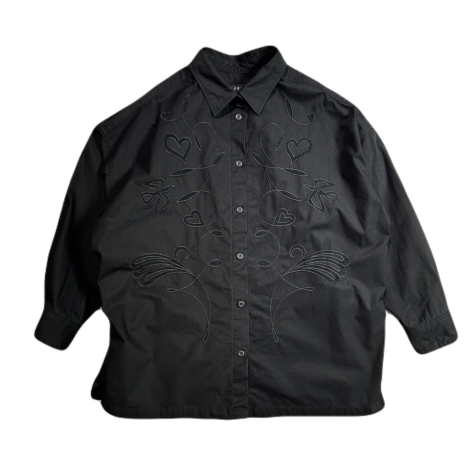 画像をギャラリービューアに読み込む, WOMENS EMBROIDERY SHIRT / BLACK