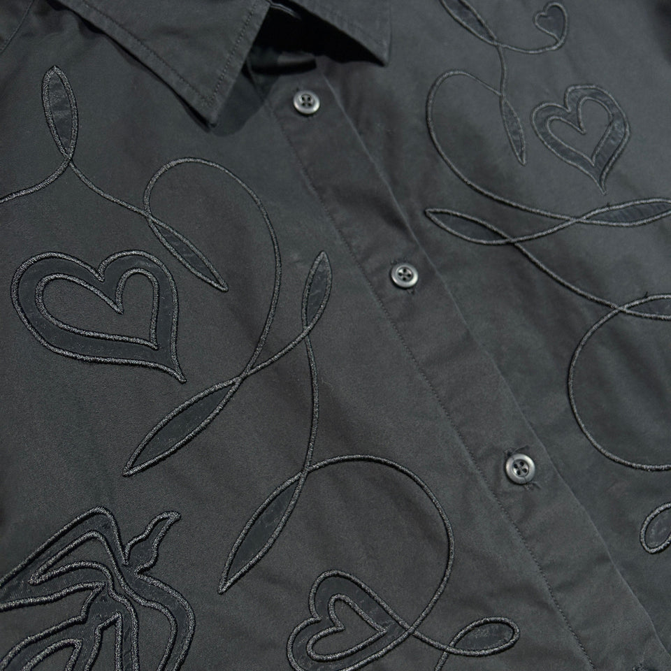 画像をギャラリービューアに読み込む, WOMENS EMBROIDERY SHIRT / BLACK