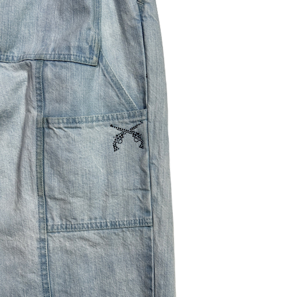 Load image into Gallery viewer, WOMENS BLEACH DENIM PANTS / BLUE