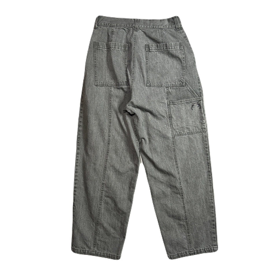 Load image into Gallery viewer, WOMENS BLEACH DENIM PANTS / BLACK
