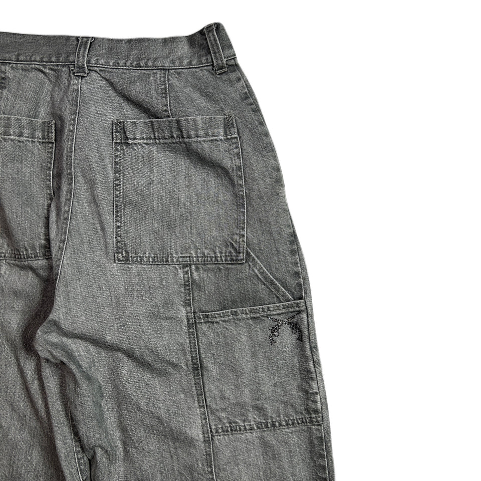Load image into Gallery viewer, WOMENS BLEACH DENIM PANTS / BLACK