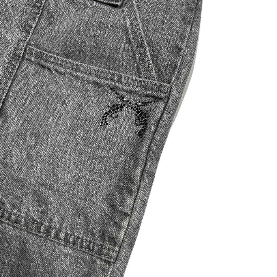 Load image into Gallery viewer, WOMENS BLEACH DENIM PANTS / BLACK