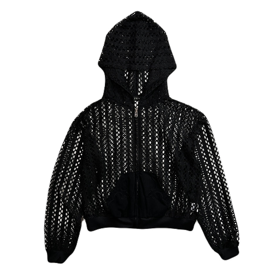 Load image into Gallery viewer, WOMENS MESH LACE HOODIE / BLACK