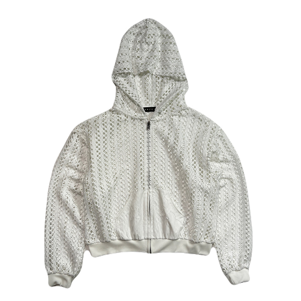Load image into Gallery viewer, WOMENS MESH LACE HOODIE / WHITE