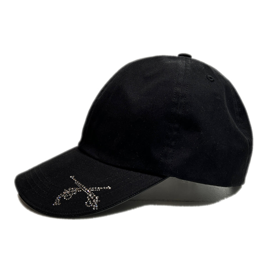 Load image into Gallery viewer, CROSSGUN CUT CRYSTAL BB CAP / BLACK*SILVER SHADE