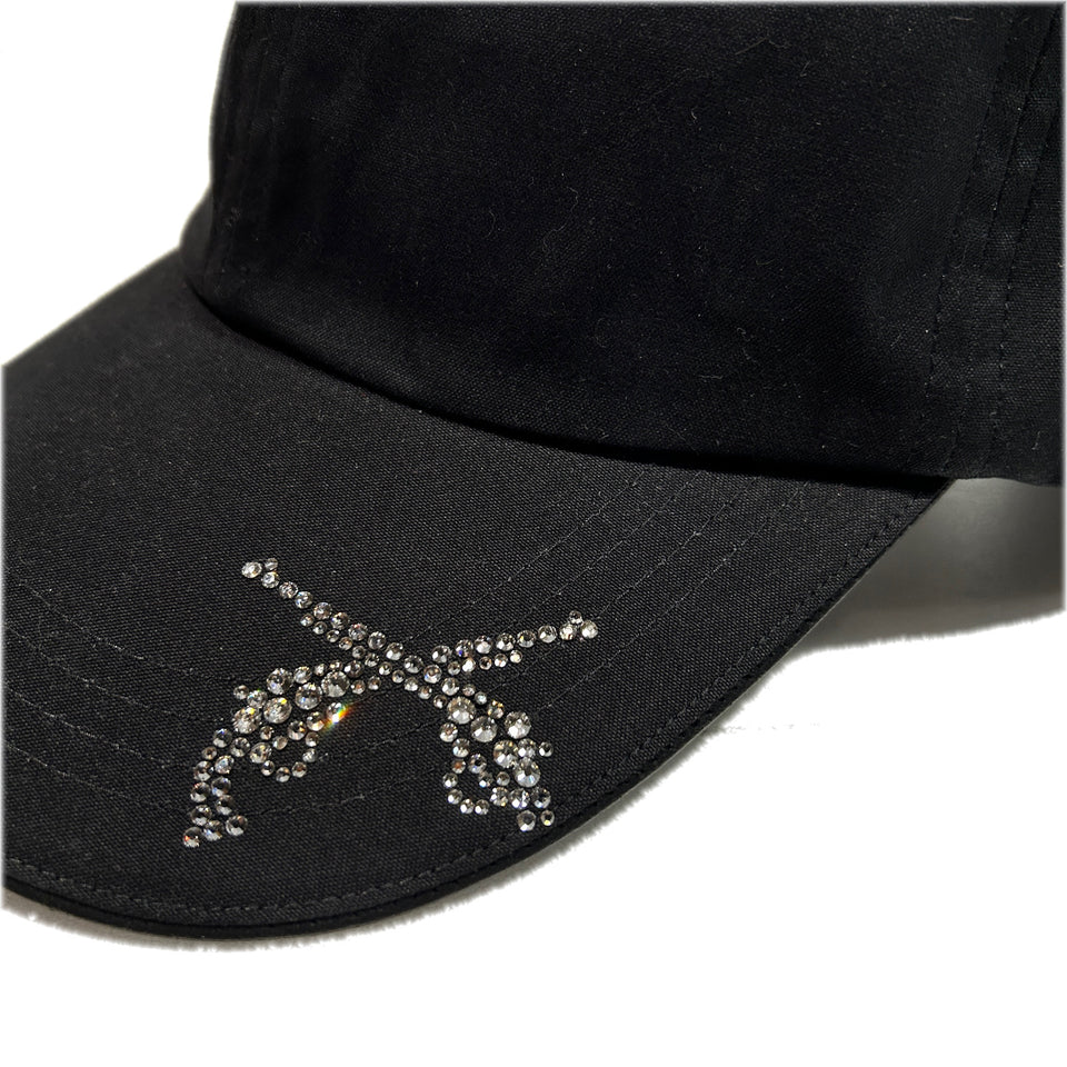 Load image into Gallery viewer, CROSSGUN CUT CRYSTAL BB CAP / BLACK*SILVER SHADE