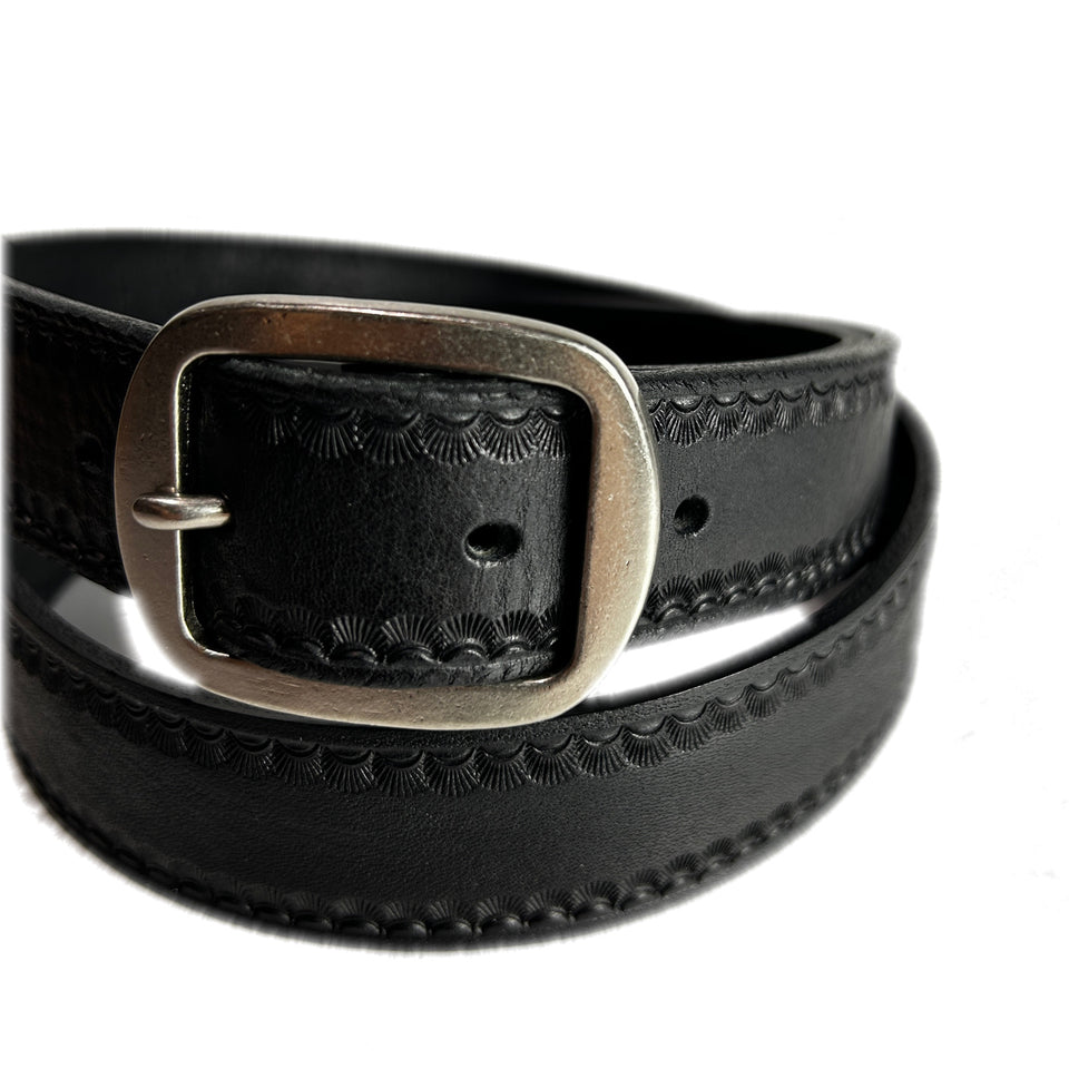 Load image into Gallery viewer, CARVING LEATHER BELT / BLACK