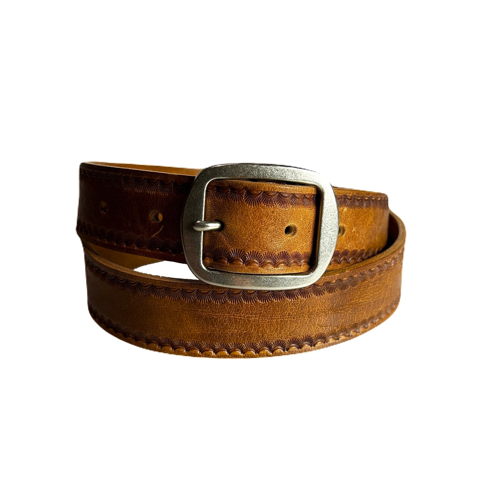 画像をギャラリービューアに読み込む, CARVING LEATHER BELT / BROWN