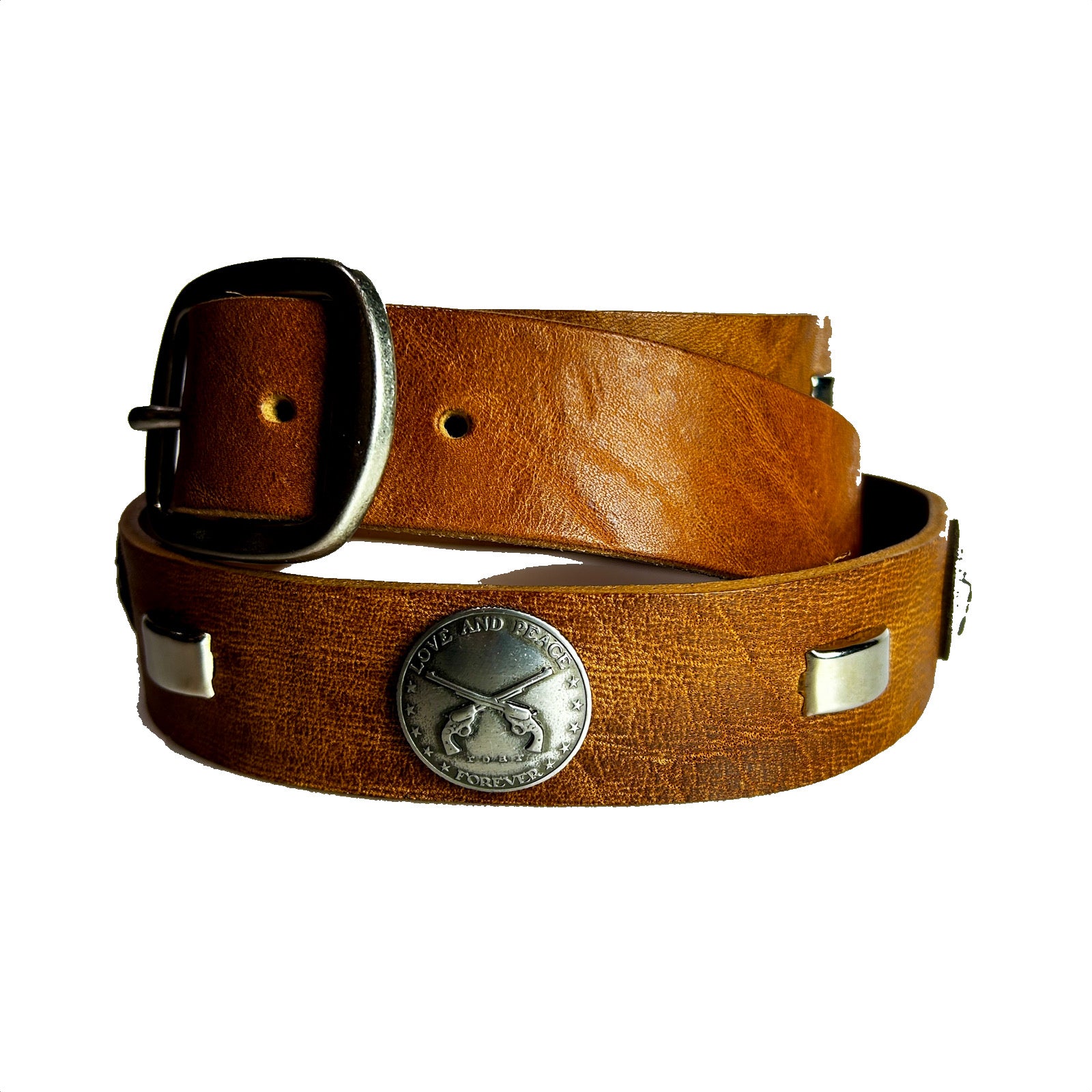 Load image into Gallery viewer, CONCHO LEATHER BELT / BROWN