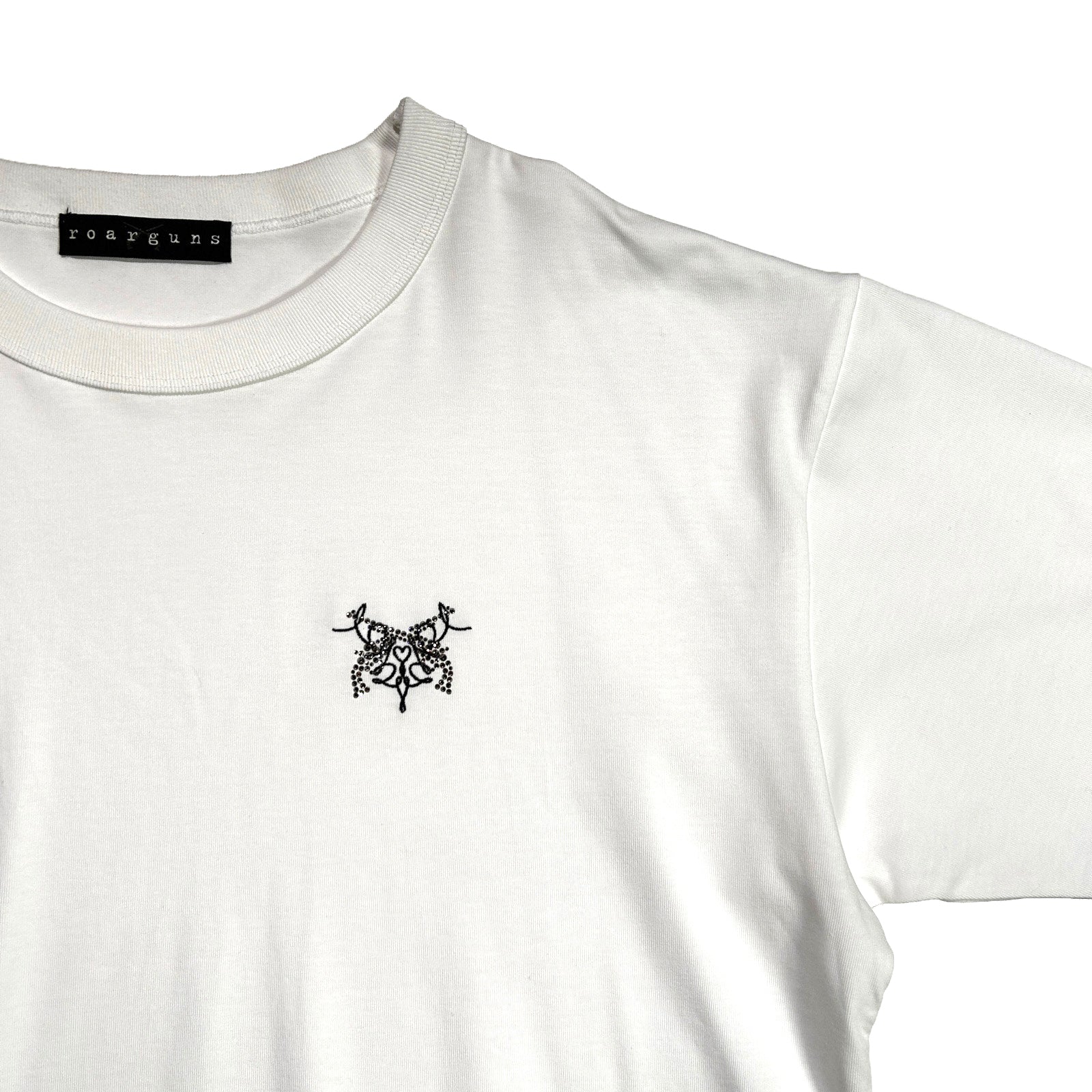 Load image into Gallery viewer, CROSSGUN EMBROIDERY x CRYSTAL T-SHIRT / WHITE