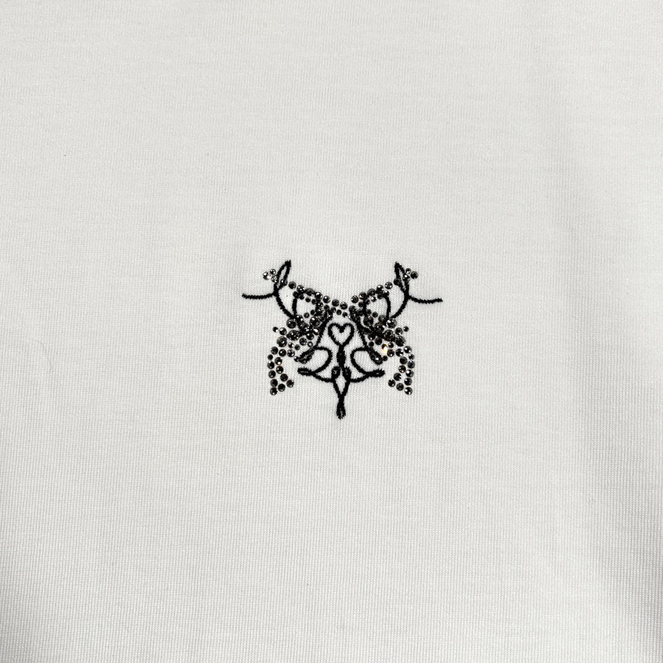 Load image into Gallery viewer, CROSSGUN EMBROIDERY x CRYSTAL T-SHIRT / WHITE
