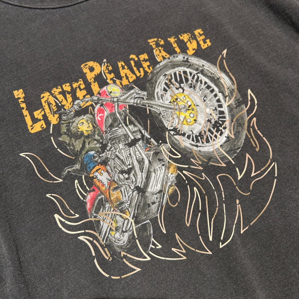 画像をギャラリービューアに読み込む, PIGMENT DYE BIKER T-SHIRT / BLACK (COLOR)