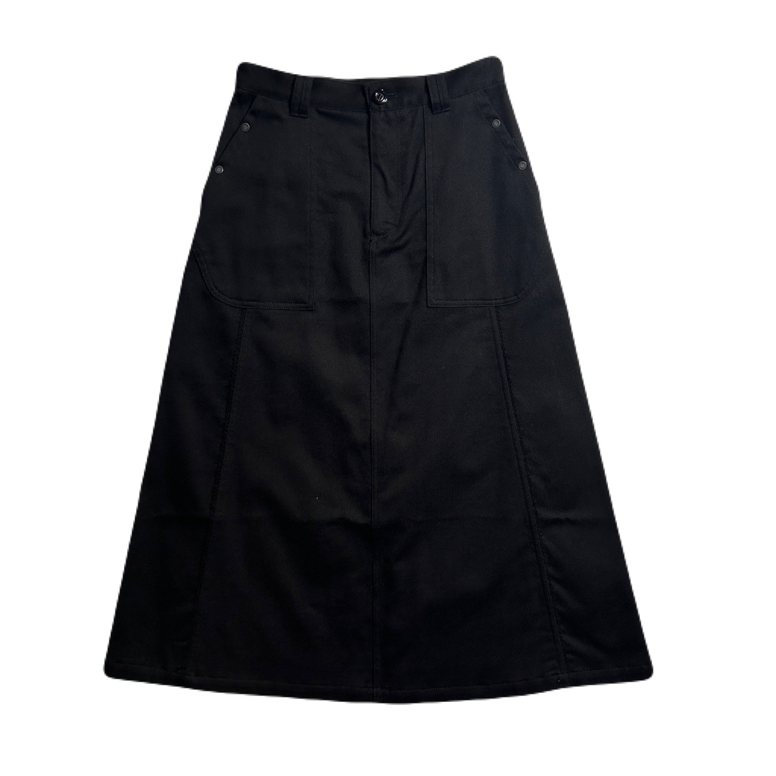 将图片加载到图库查看器,WOMEN BRUSHE DRILL SKIRT / BLACK