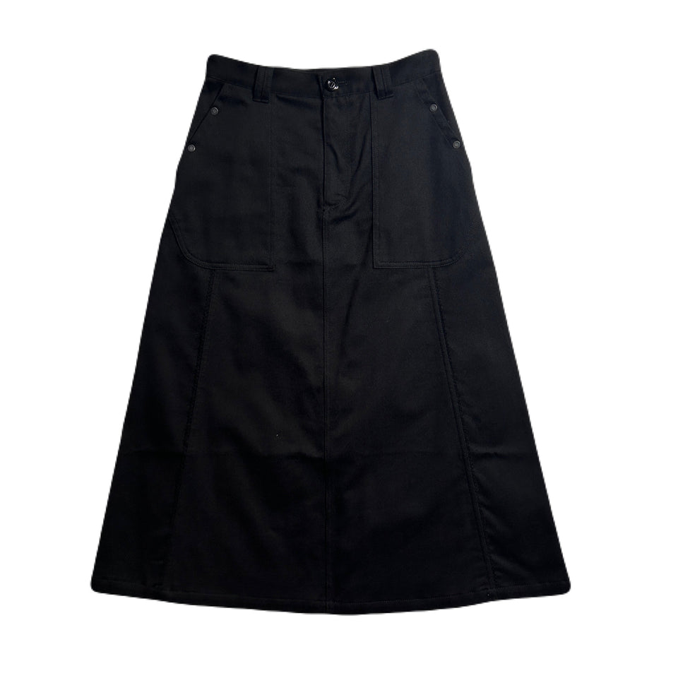 将图片加载到图库查看器,WOMEN BRUSHE DRILL SKIRT / BLACK