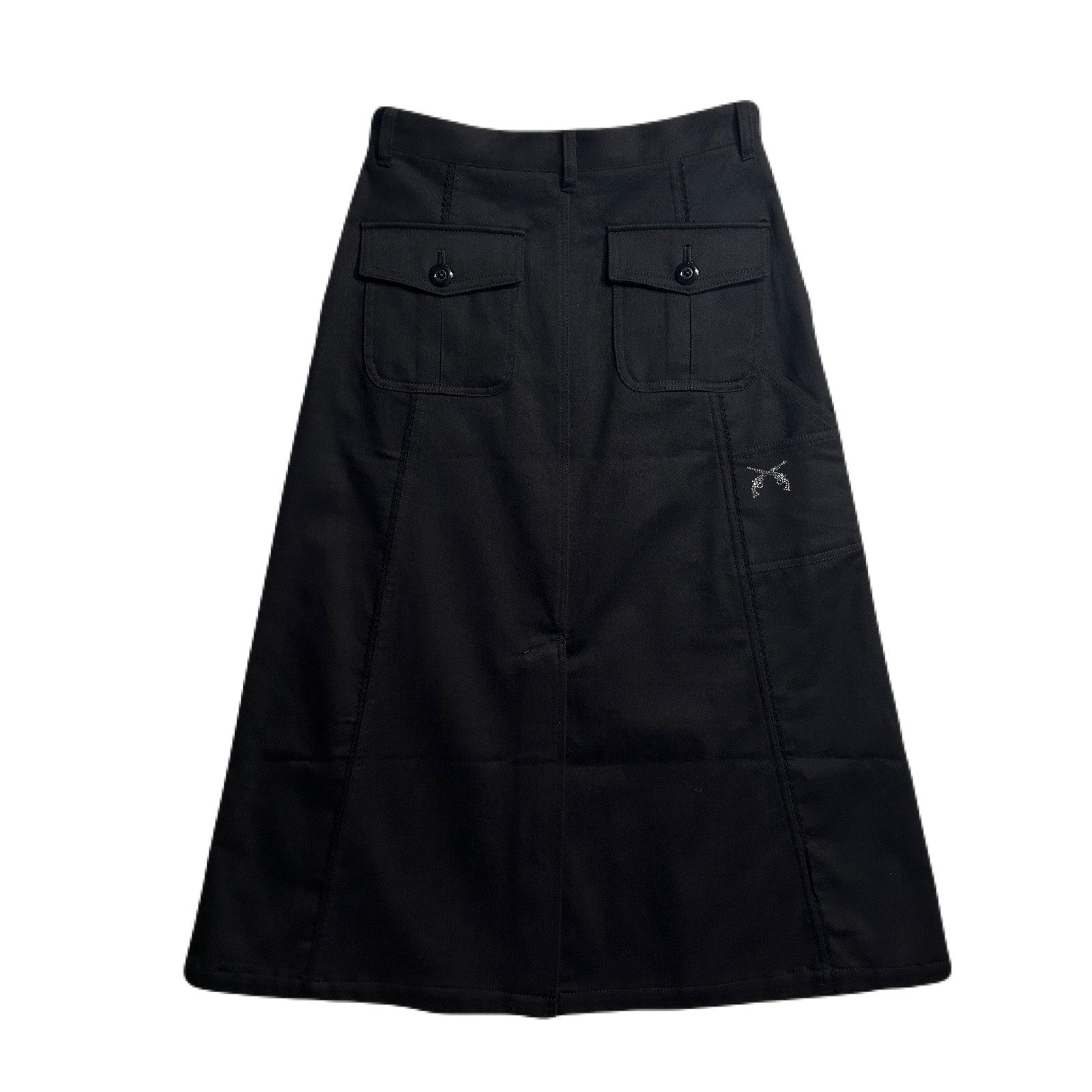 将图片加载到图库查看器,WOMEN BRUSHE DRILL SKIRT / BLACK