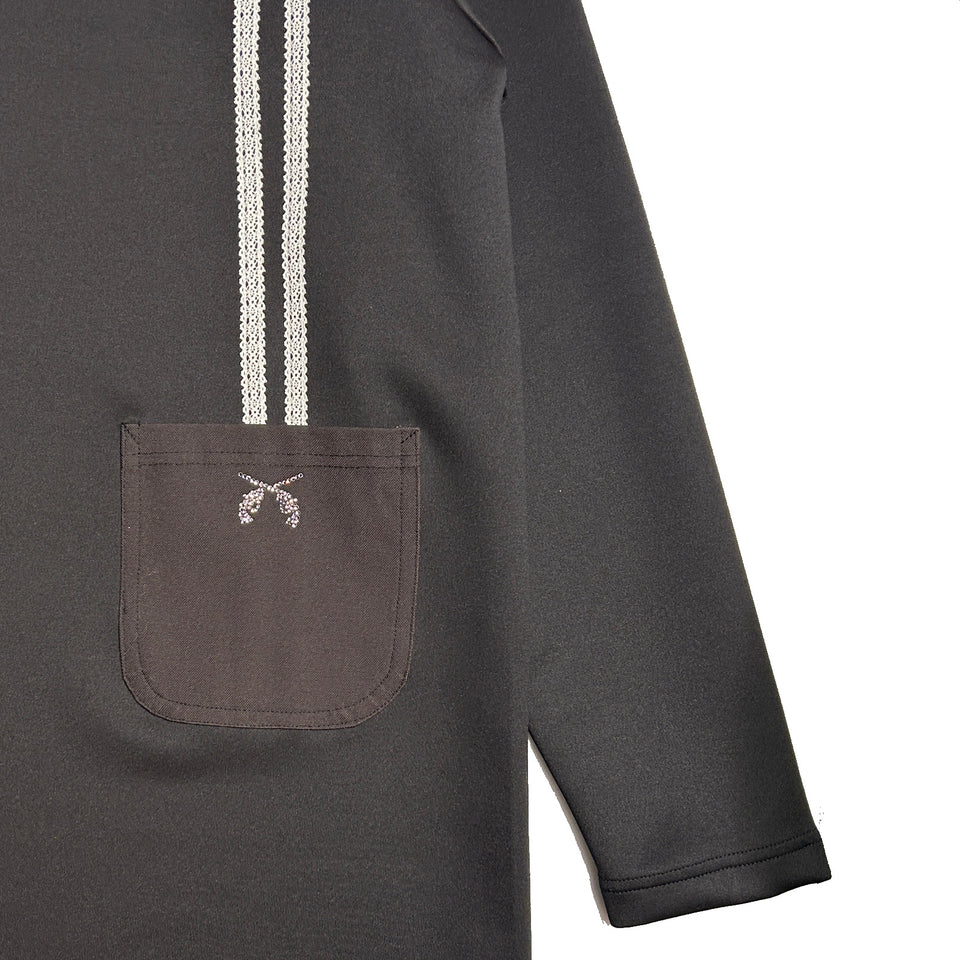 将图片加载到图库查看器,WOMEN CARDBORD JERSEY DRESS / BLACK