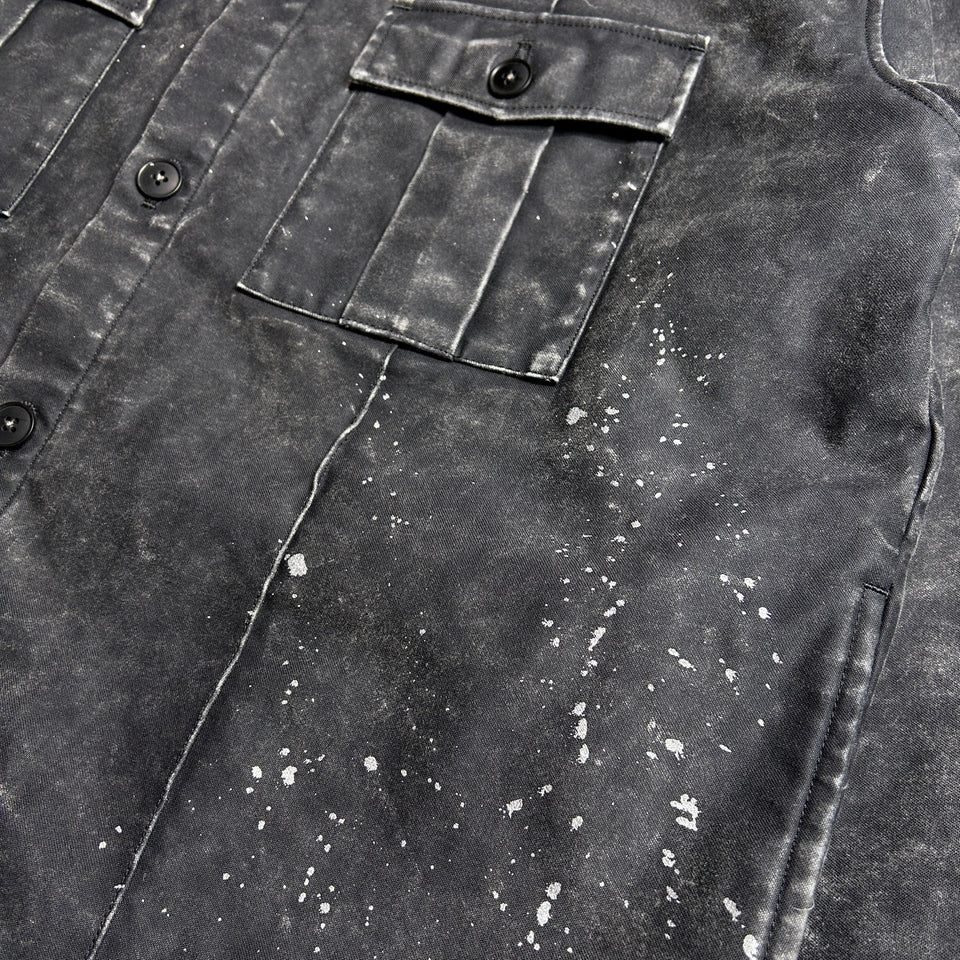 将图片加载到图库查看器,BACK SATIN SHIRT JACKET / BLACK