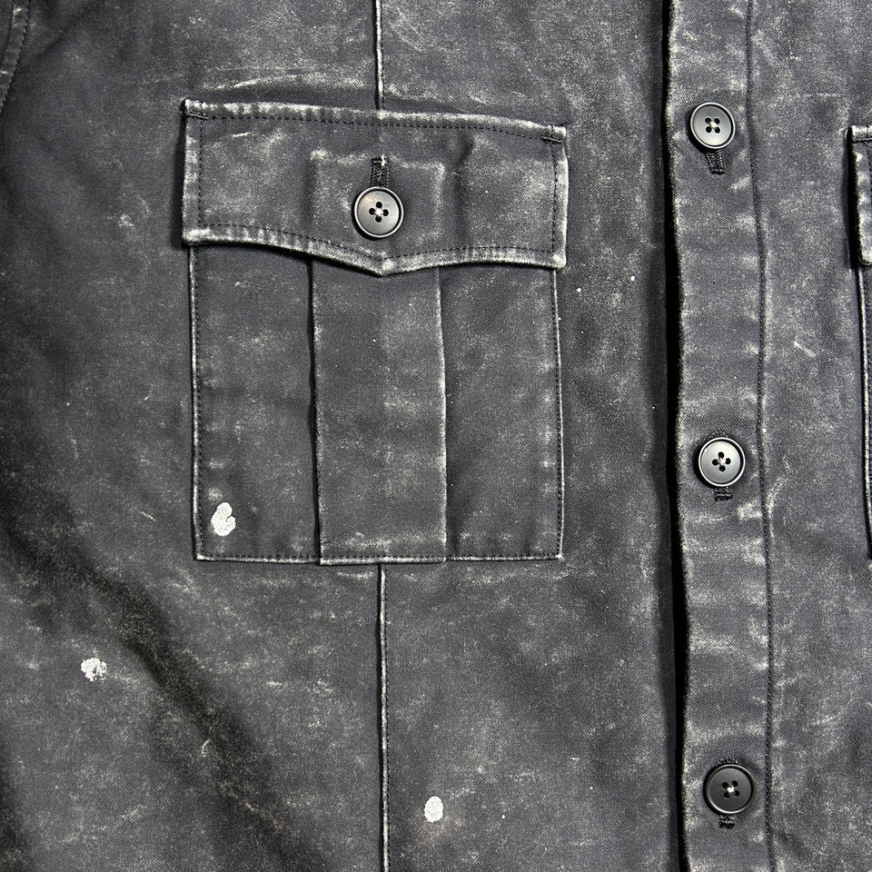 将图片加载到图库查看器,BACK SATIN SHIRT JACKET / BLACK