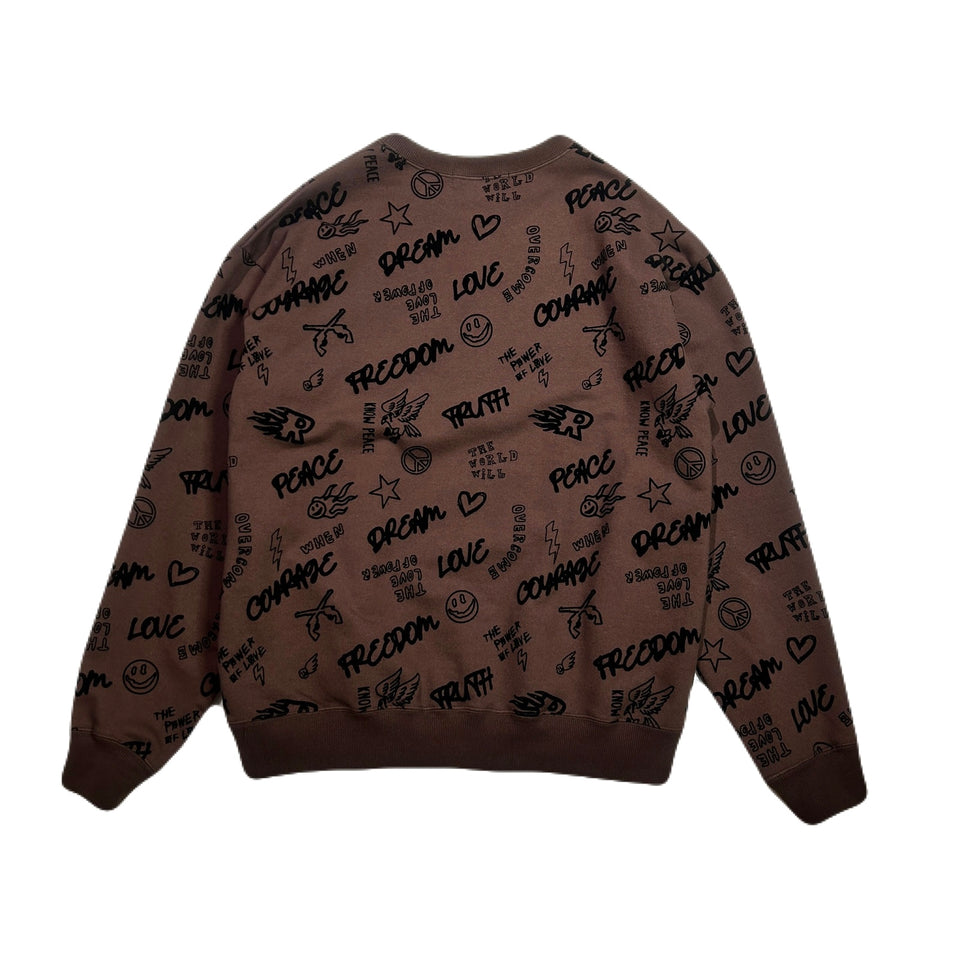 画像をギャラリービューアに読み込む, FLOCKY PRINT SWEAT / BROWN