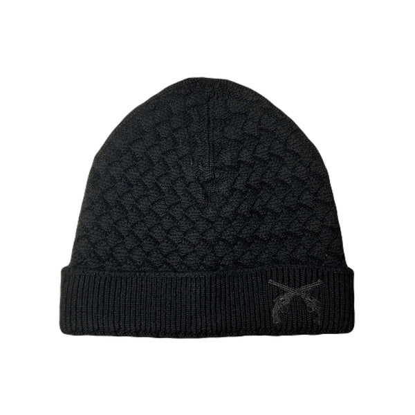 FAR BASKET KNIT CAP CROSSGUN EMBROIDERY / BLACK