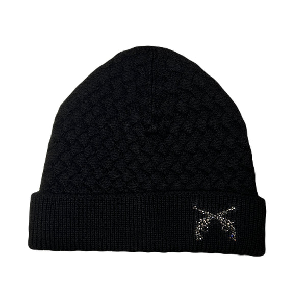 FAR BASKET KNIT CAP CROSSGUN CRYSTAL / BLACK